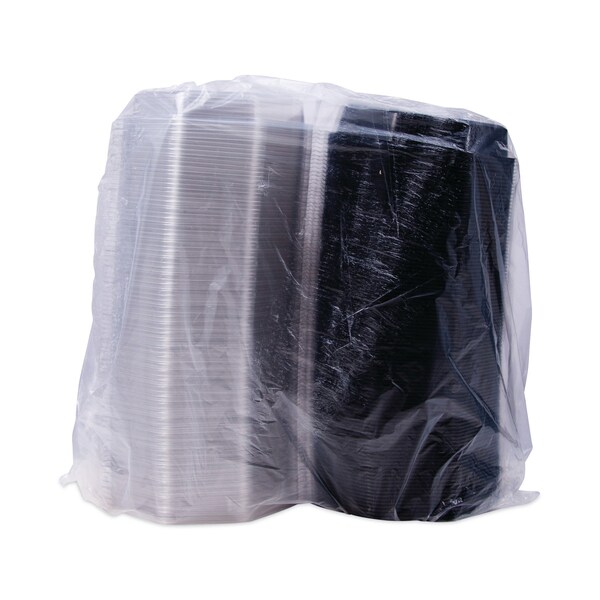 Solo Creative Carryouts OctaView Hinged Lid Containers, 7.5 x 8 x 2.4, Black/Clear, 100PK - 865045-AP94