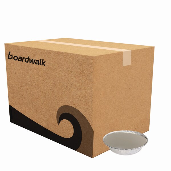 Boardwalk Round Aluminum To-Go Containers with Lid, 24 oz, 7 in. Diameter x 1.47 in.h, Silver, 200PK - BWKROUND7COMBO