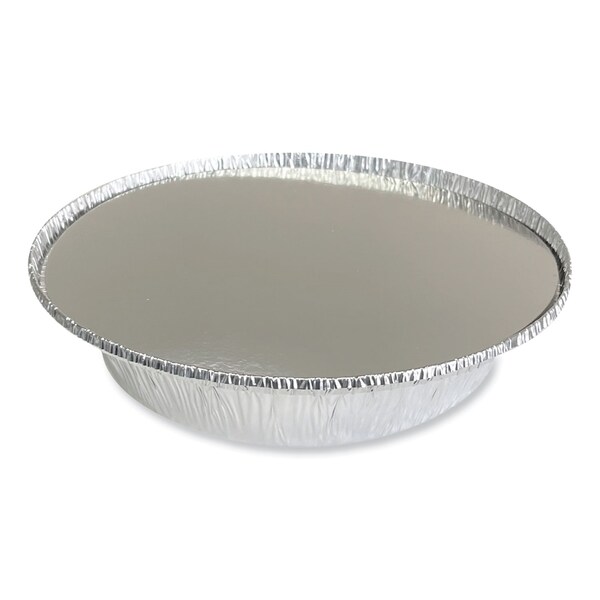 Boardwalk Round Aluminum To-Go Containers with Lid, 24 oz, 7 in. Diameter x 1.47 in.h, Silver, 200PK - BWKROUND7COMBO