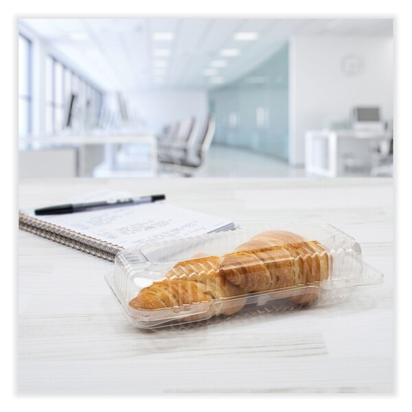 Dart StayLock Clear Hinged Lid Containers, 4.5 x 8.5 x 2.1, Clear, OPS Plastic, 250PK - C18UT1