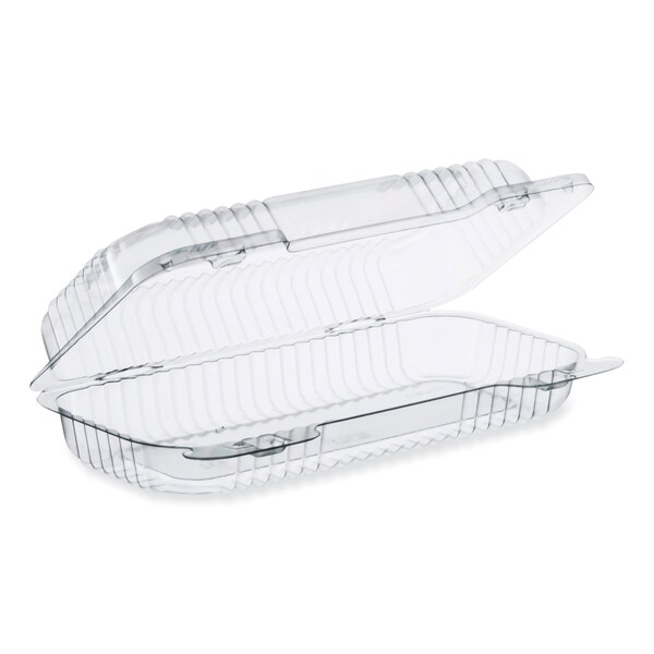 Dart StayLock Clear Hinged Lid Containers, 4.5 x 8.5 x 2.1, Clear, OPS Plastic, 250PK - C18UT1