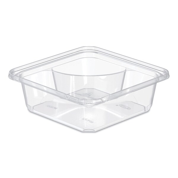 Dart TamperGuard Snack Boxes, 2-Compartment, 6.3 x 6.3 x 2.1, Clear, Plastic, 300PK - SBTG2
