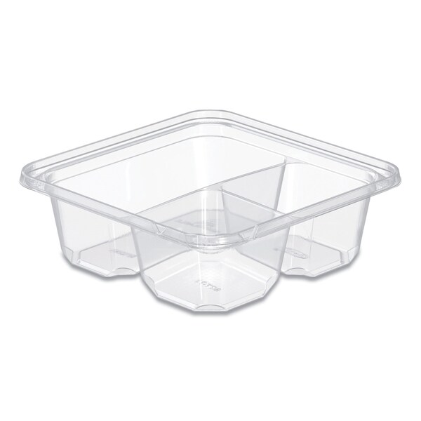 Dart TamperGuard Snack Boxes, 3-Compartment, 6.3 x 6.3 x 2.1, Clear, Plastic, 300PK - SBTG3