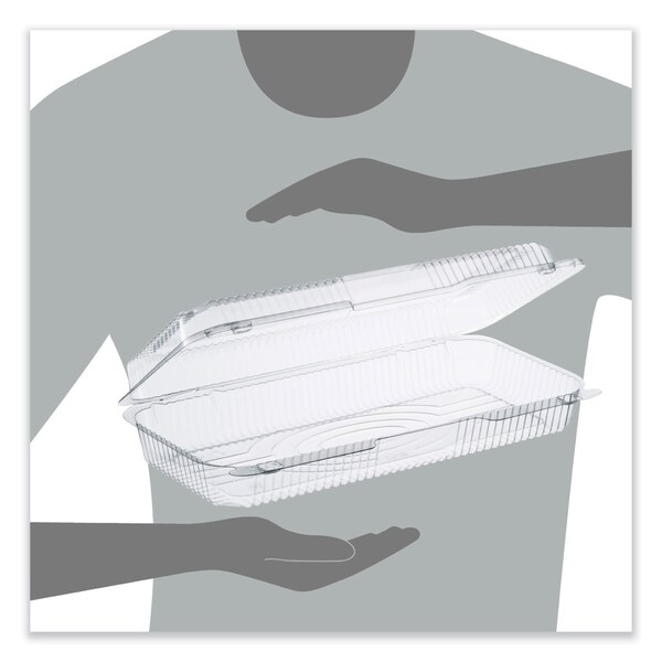 Dart StayLock Clear Hinged Lid Containers, 8 x 13.38 x 2.6, Clear, Plastic, 200PK - PET90UT1