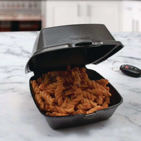Dart Foam Hinged Lid Containers, Large Sandwich, 6 x 5.9 x 3, Black, 500PK - 60HTB1
