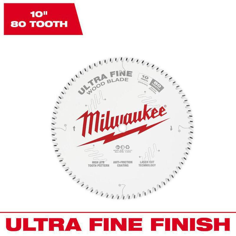 Hoja de sierra circular de acabado ultra fino de 10 pulgadas x 80 dientes de Milwaukee - 48-40-1032