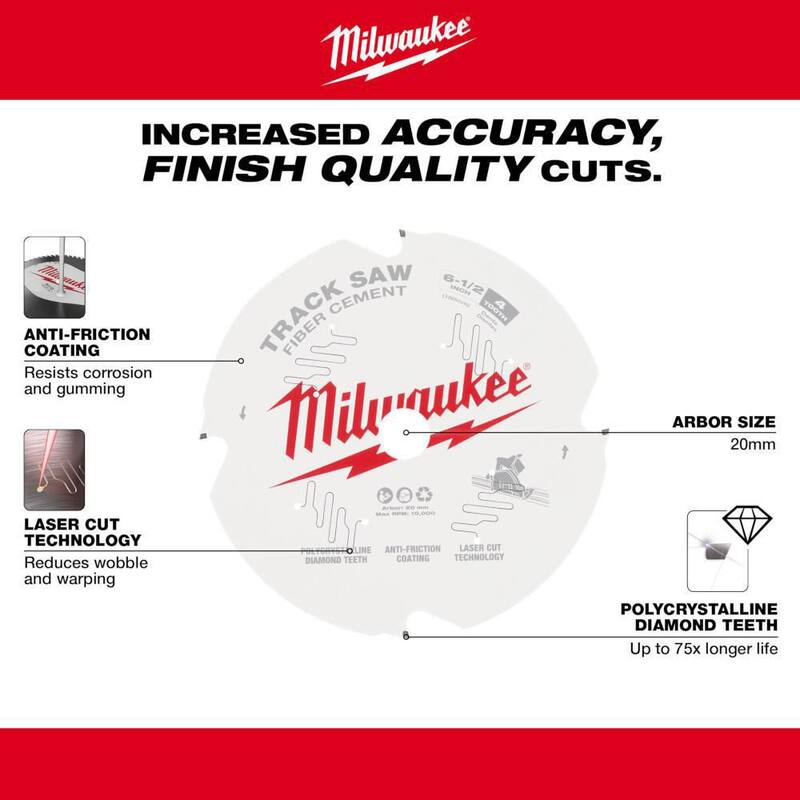 Milwaukee 6-1/2 pulgadas x 4 dientes de carburo de silicio Hoja para sierra de riel para cemento de fibra (paquete de 1) - 48-40-0670