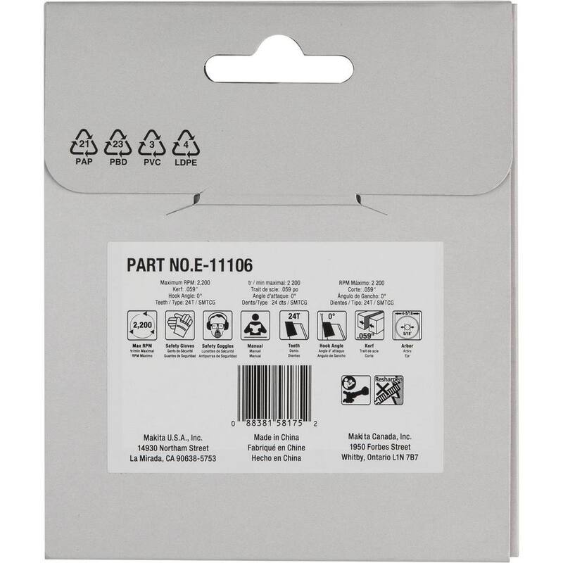 Makita 4-5/16 in. 24-Tooth Max Efficiency CERMET-Tipped Cutter Blade for Rebar and Steel Rod Cutting - E-11106

Makita 4-5/16 pulgadas 24 dientes de máxima eficiencia hoja cortadora con punta de CERMET para cortar varillas de refuerzo y barras de acero - E-11106