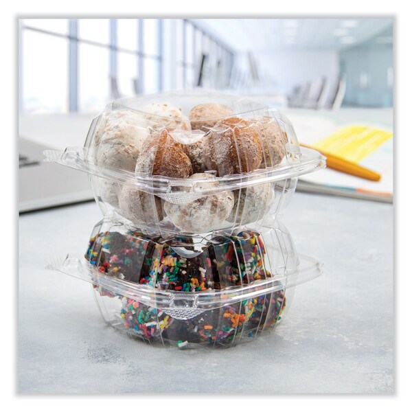 Dart ClearSeal Hinged-Lid Plastic Containers, 5.86w x 3.11h, Clear, Plastic, 500PK - PET57PST1