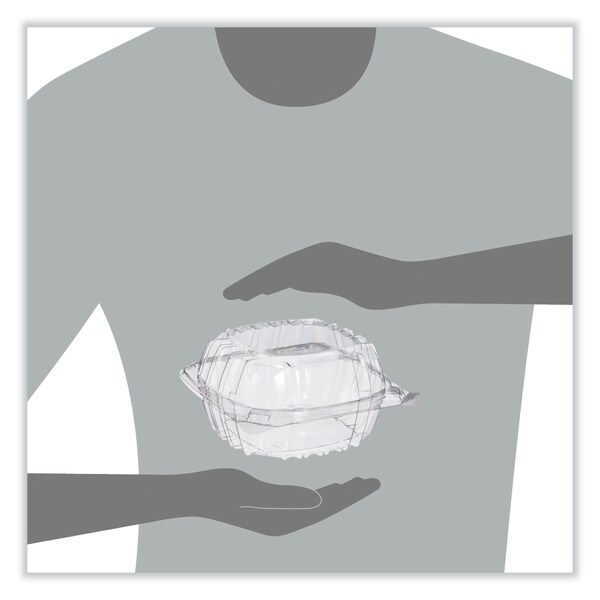 Dart ClearSeal Hinged-Lid Plastic Containers, 5.86w x 3.11h, Clear, Plastic, 500PK - PET57PST1