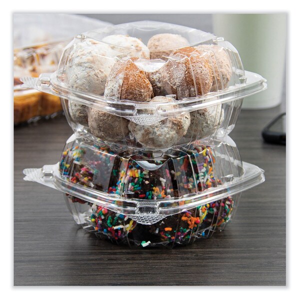 Dart ClearSeal Hinged-Lid Plastic Containers, 5.86w x 3.11h, Clear, Plastic, 500PK - PET57PST1