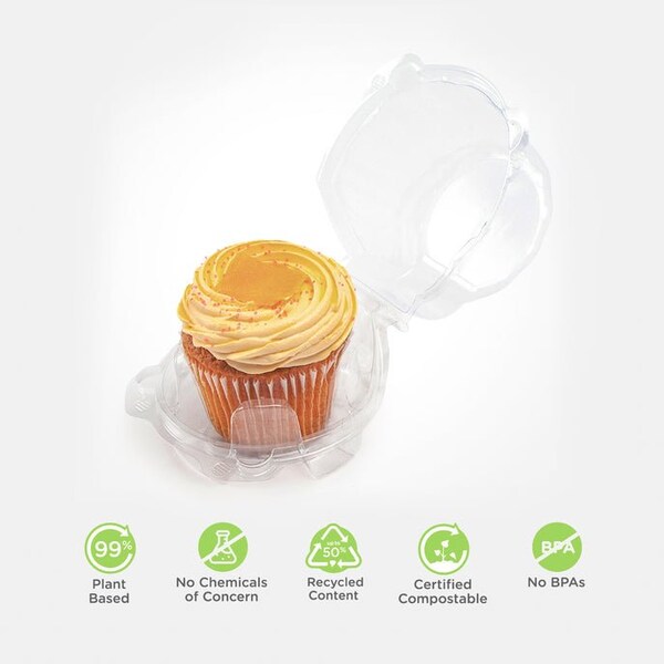 Good Natured Products Single 3 in. Classic Cupcake & Muffin Package, Crystal Clear, Pla, 300/Case, 300Pk - BXX00111