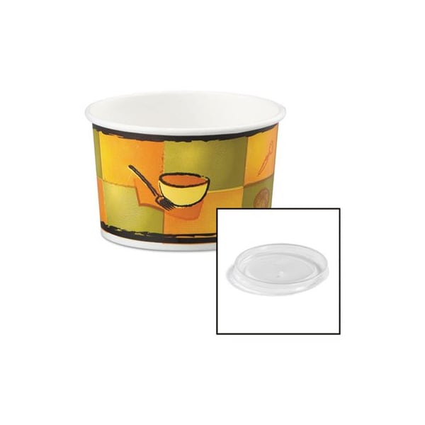 Huhtamaki Chinet, Streetside Paper Food Container W/plastic Lid, Streetside Design, 250PK - 70408