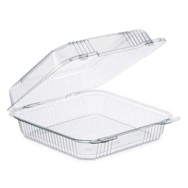 Dart StayLock Clear Hinged Lid Containers, 8.6 x 9 x 3, Clear, Plastic, 200PK - PET55UT1