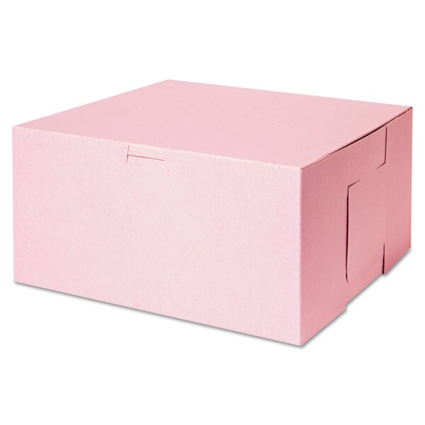 Sct Pink One-Piece Non-Window Bakery Box, 10 x 10 x 5, Pink, Paper, 100PK - SCH 0878