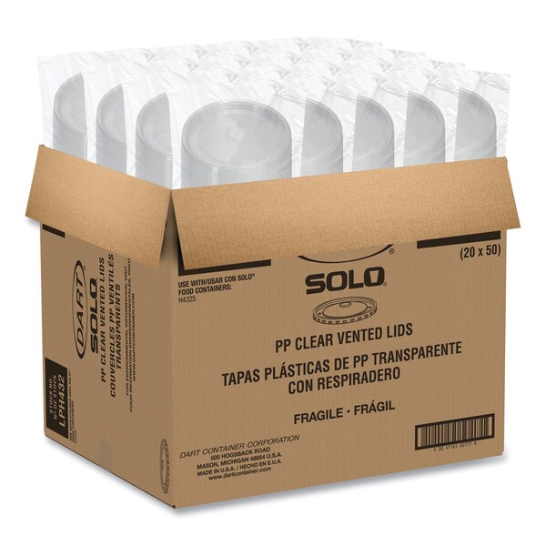 Solo Polypropylene Vented Food Container Lids, Recessed, For 32 oz Containers, Clear, 1000PK - LPH432-0090