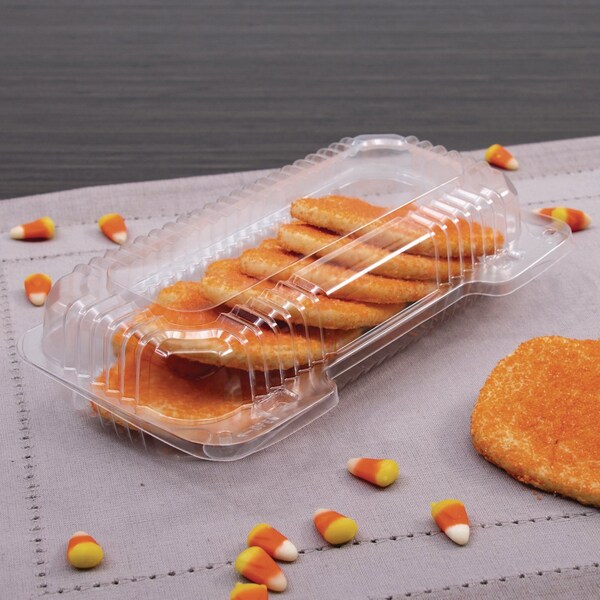 Dart StayLock Clear Hinged Lid Containers, 4.5 x 8.5 x 2.1, Clear, PET Plastic, 250PK - PET18UT1
