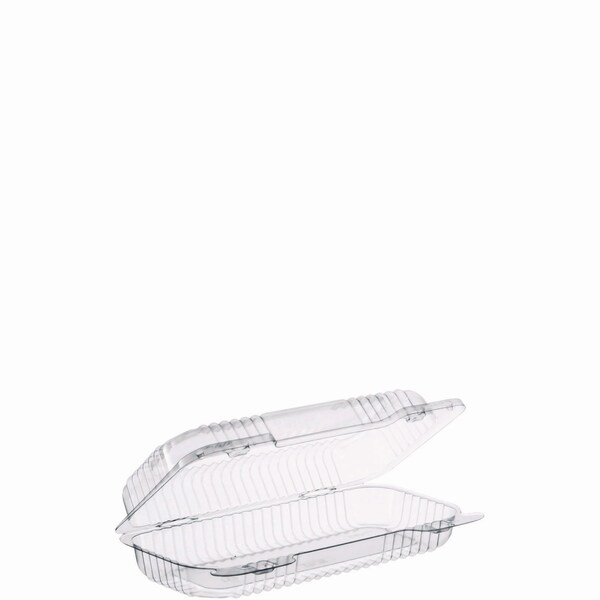 Dart StayLock Clear Hinged Lid Containers, 4.5 x 8.5 x 2.1, Clear, PET Plastic, 250PK - PET18UT1