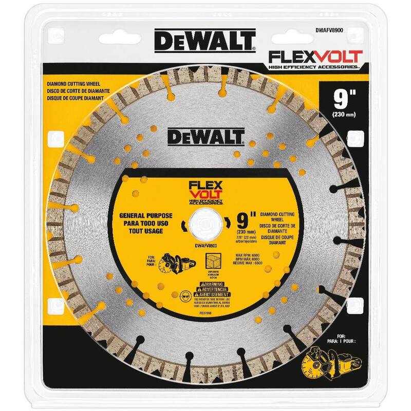 Hoja de sierra de corte de concreto de diamante DEWALT Flexvolt de 9 pulgadas - DWAFV8900