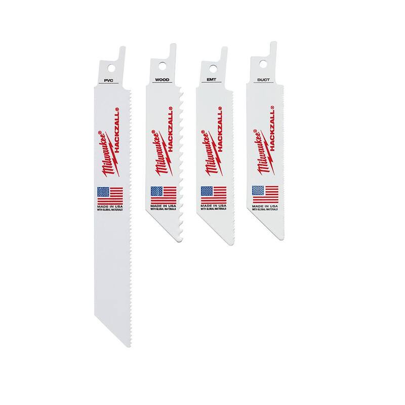 Milwaukee HACKZALL Juego de hojas de sierra de vaivén bimetálicas para cortar madera y metal con bolsa de almacenamiento (10 piezas) - 49-22-0220