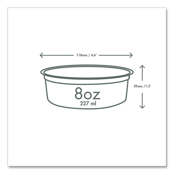 Vegware Round Deli Pots, 8 oz, 4.6" Diameter x 1.5"h, Clear, Plastic, PK500 - CF-DC-08