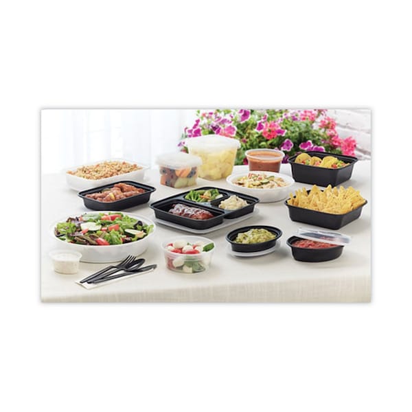 Pactiv Evergreen Newspring VERSAtainer Microwavable Containers, 8.8 x 6 x 2.5, White/Clear, Base/Lid Combo, 150PK - NC888