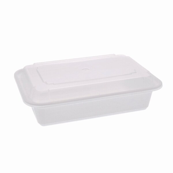 Pactiv Evergreen Newspring VERSAtainer Microwavable Containers, 8.8 x 6 x 2.5, White/Clear, Base/Lid Combo, 150PK - NC888