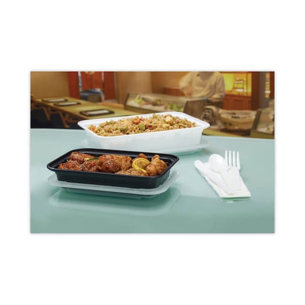 Pactiv Evergreen Newspring VERSAtainer Microwavable Containers, 8.8 x 6 x 2.5, White/Clear, Base/Lid Combo, 150PK - NC888