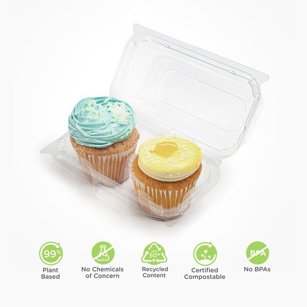 Good Natured Products 2-Pack 3 in. Classic Cupcake & Muffin Package, Crystal Clear, Pla, 100/Case, 100Pk - BXX00202