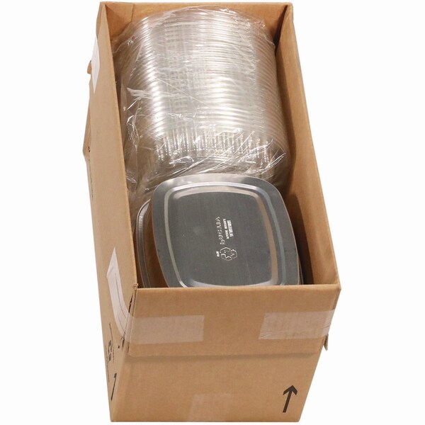 Pactiv Evergreen Classic Carry-Out Container with PET Dome Lid, 46 oz, 9.8 x 7.8 x 1.3, Silver/Clear, Aluminum, 50PK - Y6710PET