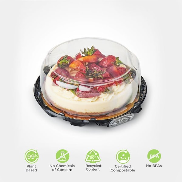 Good Natured Products Simply Secure Domed Lid For Bxx01760 Cake Base, Crystal Clear, Pla, 125/Case, 125Pk - BXX01880