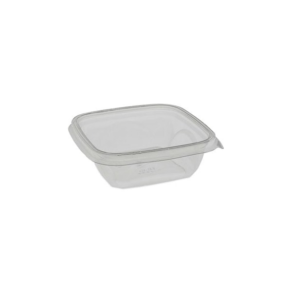 Pactiv 0512, EARTHCHOICE RECYCLED PET SQUARE BASE SALAD CONTAINERS, 5 X 5 X 1.63, 12 OZ, CLEAR, 504PK - SAC0512