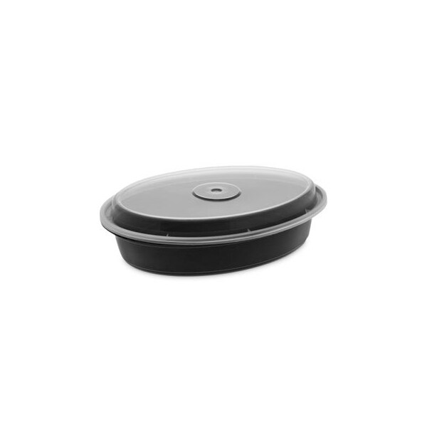 Pactivcorp Pactiv, VERSATAINER CONTAINERS, OVAL, 9.1 X 6.7 X 1.9, BLACK/CLEAR, 150PK - OC32B