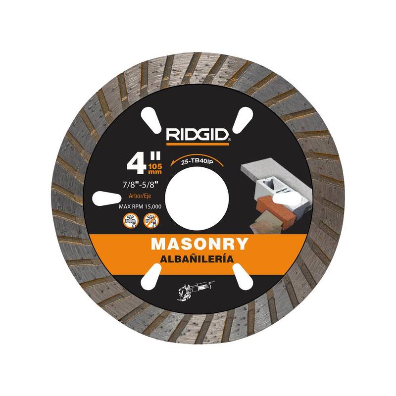 RIDGID 4 pulgadas. Hoja de sierra de diamante con borde turbo para corte de albañilería - 25-TB40IP