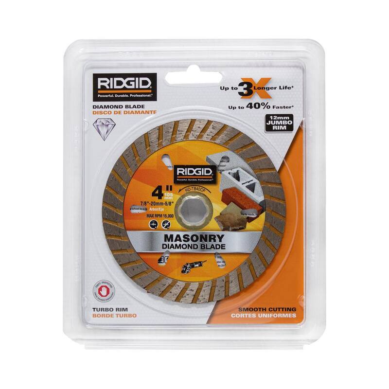 RIDGID 4 pulgadas. Hoja de sierra de diamante con borde turbo para corte de albañilería - 25-TB40IP
