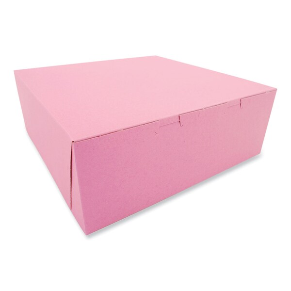 Sct Pink One-Piece Non-Window Bakery Box, 14 x 14 x 5, Pink, Paper, 50PK - SCH 0891