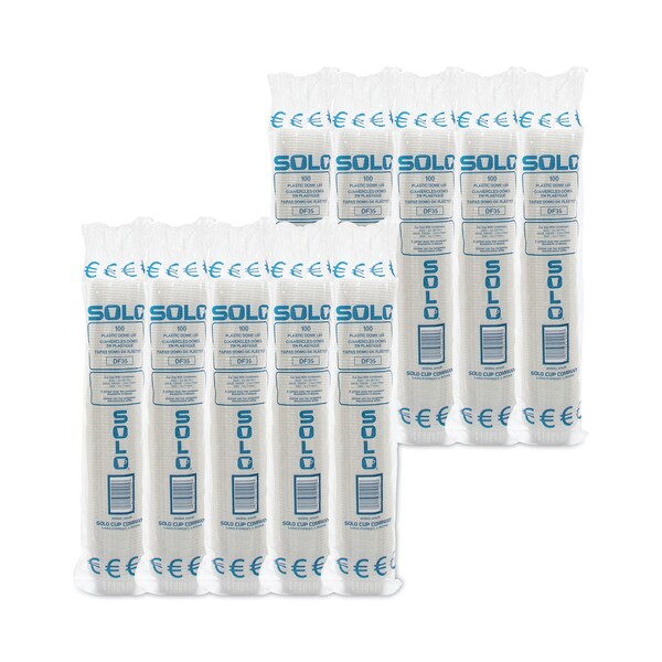 Solo Flat-Top Dome PET Plastic Lids, For 3.5 oz Containers, 3.13 in. Diameter x 1.25 in.h, Clear, 1000PK - DF35-0090