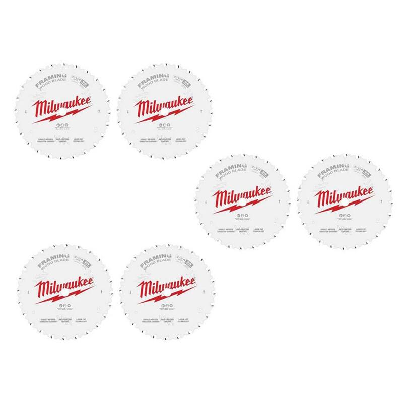 Milwaukee Hoja de sierra circular para armazones de 7-1/4 pulgadas y 24 dientes (paquete de 6) - 48-40-0722-48-40-0722-48-40-0722
