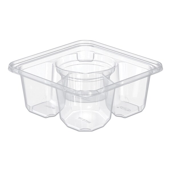 Dart TamperGuard Snack Boxes, 3-Compartment, 6.3 x 6.3 x 2.6, Clear, Plastic, 300PK - SBTG3W