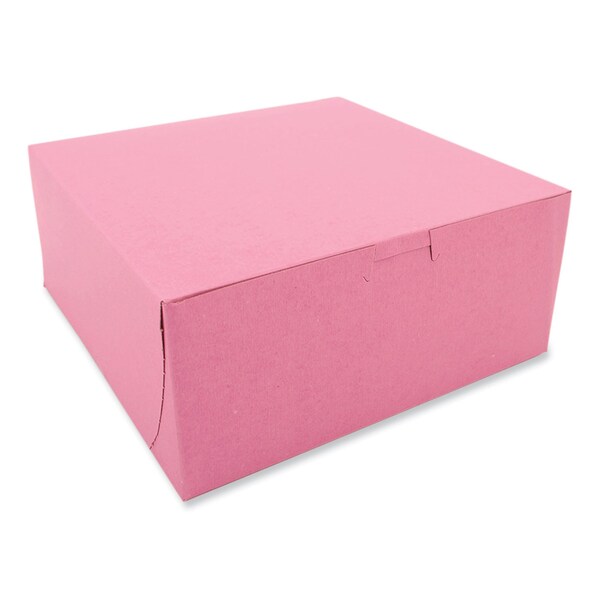 Sct Pink One-Piece Non-Window Bakery Box, 9 x 9 x 4, Pink, Paper, 200PK - SCH 0861