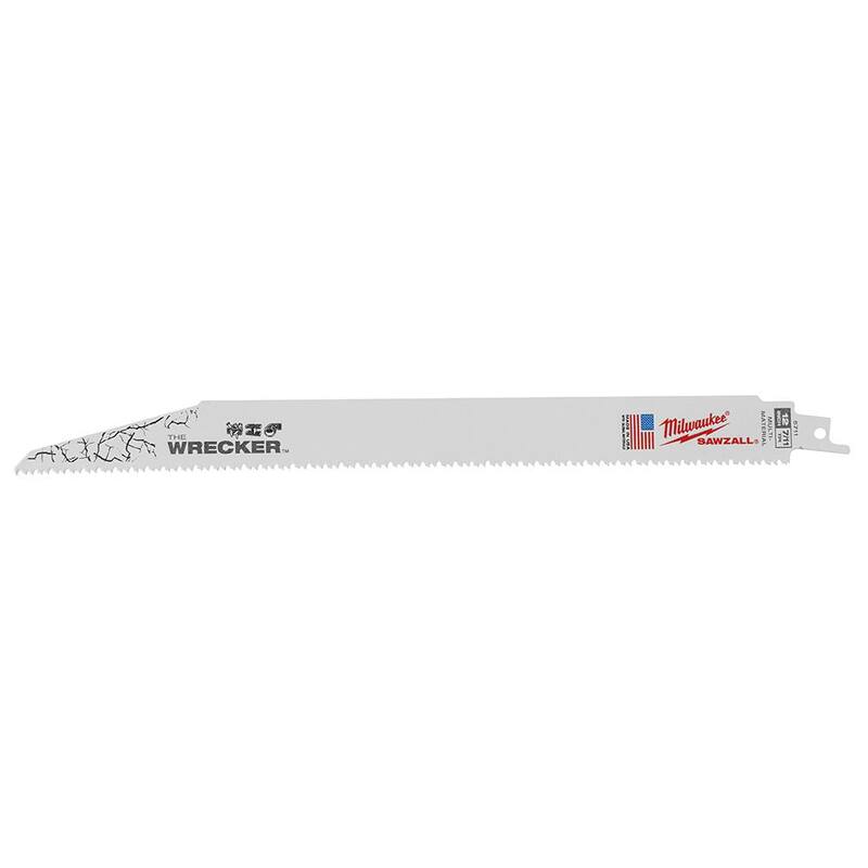 Sierra de sable demoledora Milwaukee de 12 pulgadas con 7/11 dientes por pulgada para corte de varios materiales (paquete de 10 cuchillas) - 48-00-5711-10X