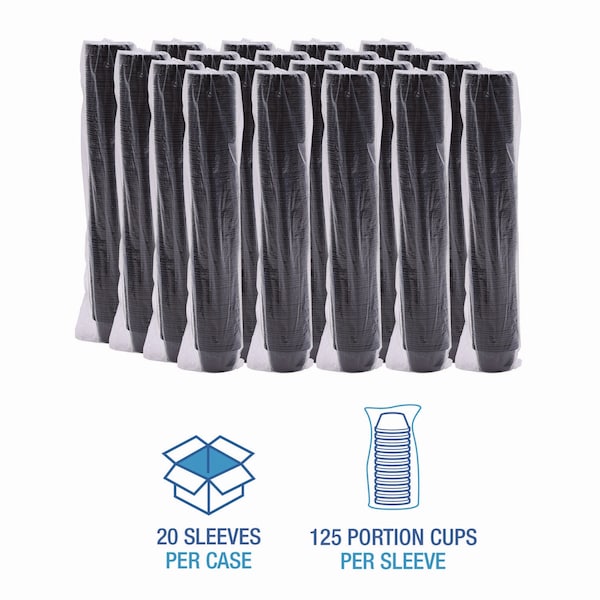 Boardwalk Souffle/Portion Cups, 1.5 oz, Polypropylene, Black, 2500PK - BWKPRTN15BL
