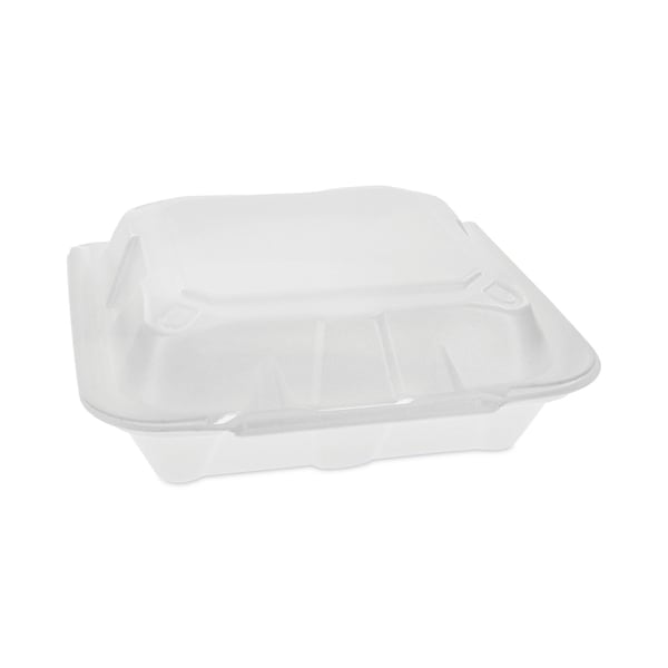 Pactiv Foam Hinge Lid Container, Dual Tab Lock, 8.42x8.15x3, 1-Cmp, Wt, PK150 - YTD18801ECON