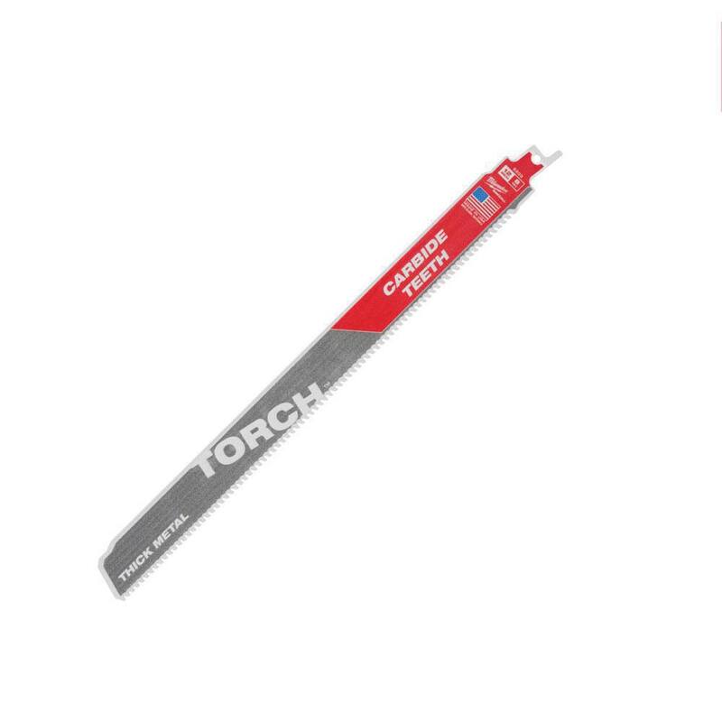 Hoja de sierra alternativa Milwaukee TORCH de 12 pulgadas y 8 TPI con dientes de carburo para cortar metal grueso (paquete de 5) - 48-00-5503