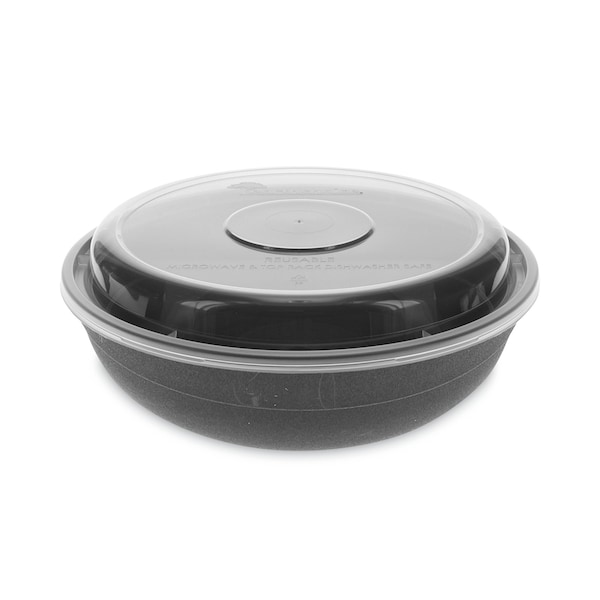 Pactiv Evergreen EarthChoice Versa2Go Microwaveable Container, 30 oz, 6.8 x 6.8 x 2.2, Black/Clear, Plastic, 150PK - NV2GRN307B