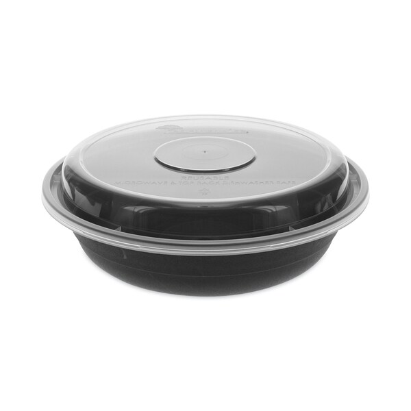 Pactiv Evergreen EarthChoice Versa2Go Microwaveable Container, 22 oz, 6.8 x 6.8 x 1.8, Black/Clear, Plastic, 150PK - NV2GRN237B