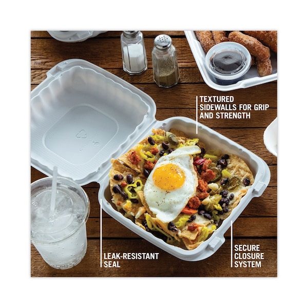 Pactiv Evergreen EarthChoice SmartLock Microwavable Hinged Lid Containers, 8.31 x 8.35 x 3.1, White, PK200 - YCN808010000