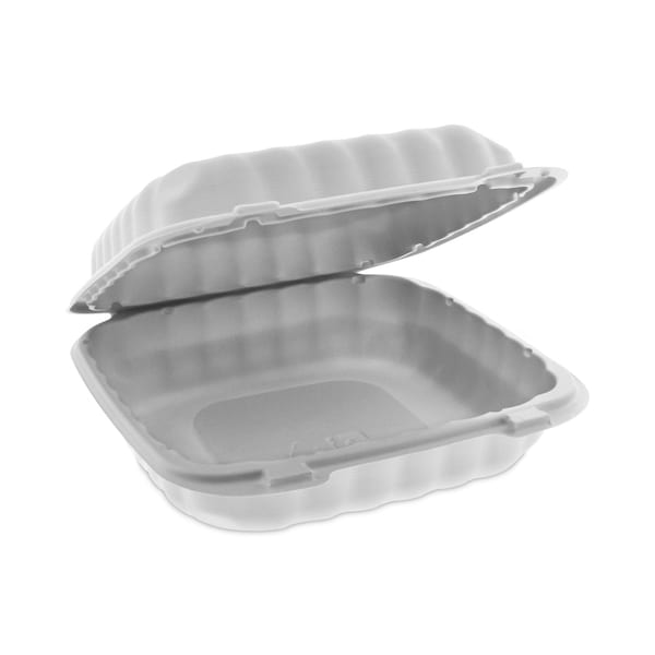 Pactiv Evergreen EarthChoice SmartLock Microwavable Hinged Lid Containers, 8.31 x 8.35 x 3.1, White, PK200 - YCN808010000