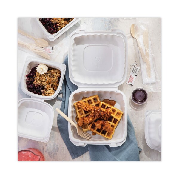 Pactiv Evergreen EarthChoice SmartLock Microwavable Hinged Lid Containers, 8.31 x 8.35 x 3.1, White, PK200 - YCN808010000