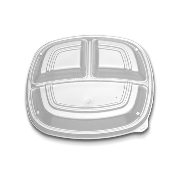 Forum Forum 10 3 Compartment Clear Low Dome Vented Square Dome Lid, PK160 - CL213-1003C-1